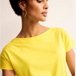 Supersoft Boat Neck T-Shirt by Boden Yellow 10